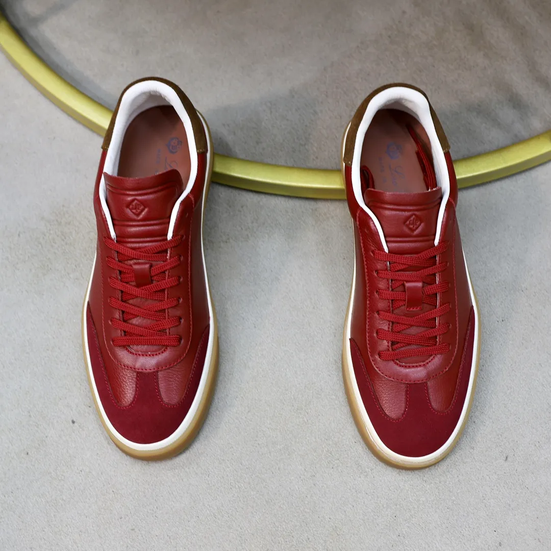 Men's Men's Shoes💰540💰••New Products•• LoroPian*_Noyo-Pianya New men's casual moral training sneakers, LP lace-up casual shoes!  Made of original imported soft cowhide and suede fabric, it highlights the sporty style. The heel is decorated with logo embossing and the original molding. The raw rubber translucent sole combined with the color welt adds a sense of modernity to the shoe. The shoe is overall refreshing and easy to match with style. It has a full cowhide lining for the feet. The original box packaging at the counter comes with wooden balls and a dust bag! Size: 38-44 (.45 customized)